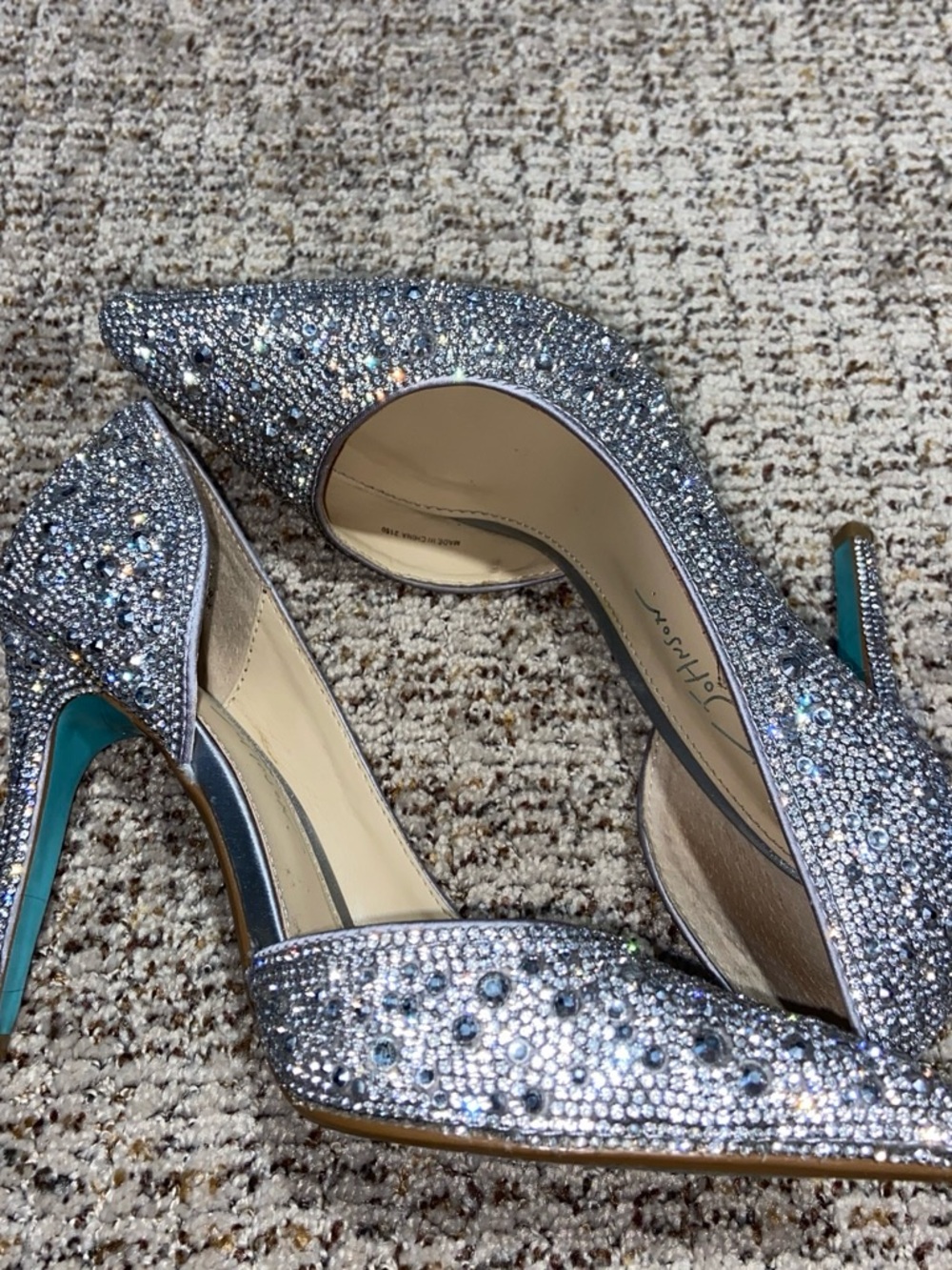 Betsey Johnson Silver Crystal Pointed Pumps - Picture 2 of 4